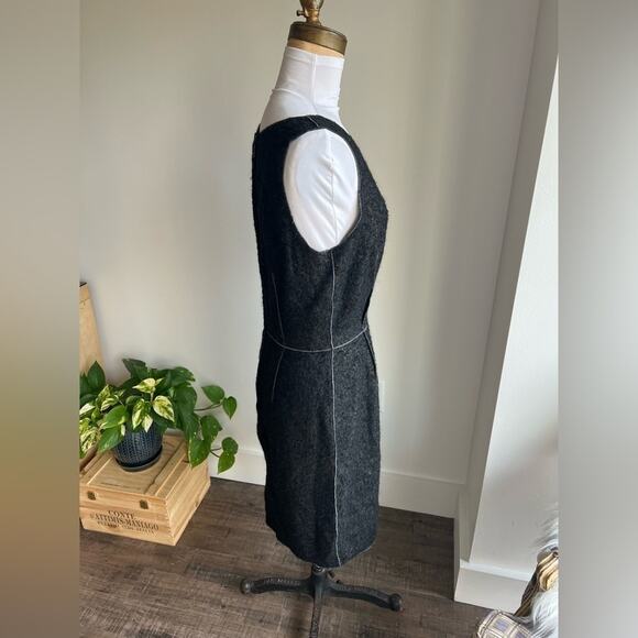 GEORGES RECH BLACK WOOL LEATHER TRIM SLEEVELESS DRESS SIZE SMALL/MEDIUM - Picture 3 of 10
